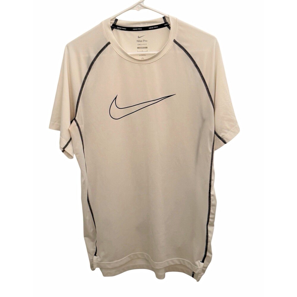 Nike Pro Dri-FIT Men's L White Short Sleeve Crew Neck Raglan Tee Stretch